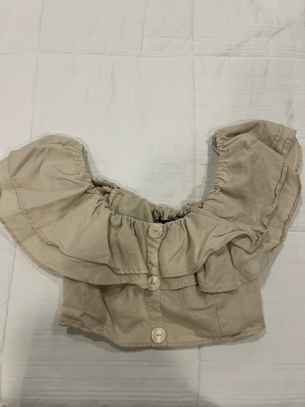 Zara Beige Ruffle Crop Top